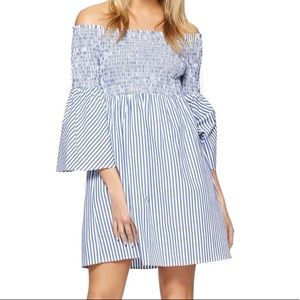 Sanctuary Blue Women's Size M Smocked Striped Sheath Dress